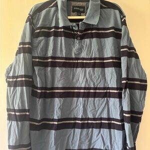 St. John's Bay Blue and Black Striped Polo Shirt